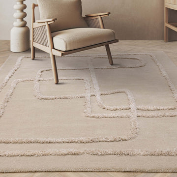 Matrix MAX95 Infinity Modern Abstract Hand-Woven High-Density Soft Textured Shimmer Wool & Viscose Blend Soft Sand/Ivory/Muted Beige Rug-Asiatic Carpets-Rug Love - The Most Loved Rug Store
